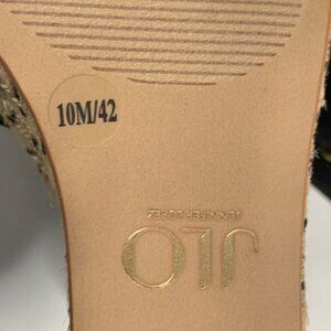 Black and Gold J Lo Espadrille Wedge Heels